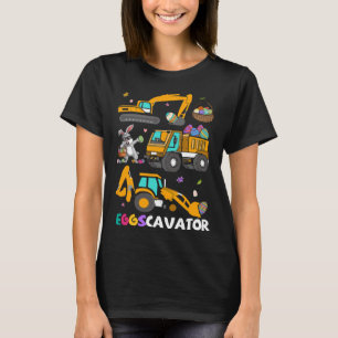 Eggs Cavator Easter Bunny Excavator Cute Boys Kids T-Shirt