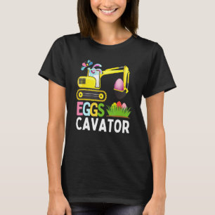 Eggs Cavator Easter Bunny Excavator Cute Boys Kids T-Shirt