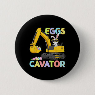Eggs Cavator Easter Bunny Excavator Funny Rabbit B 6 Cm Round Badge
