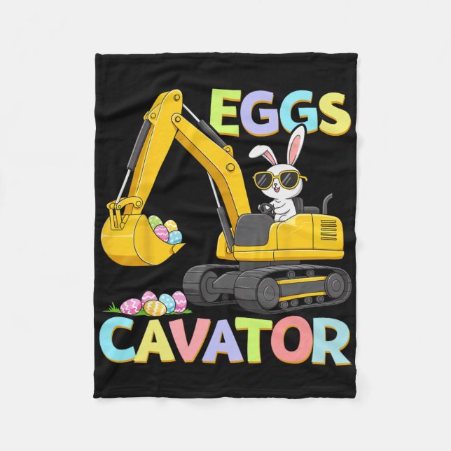 Eggs Cavator Easter Bunny Excavator Funny Rabbit B Fleece Blanket (Front)