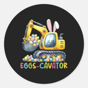Eggs-cavator Easter Bunny Excavator Toddler Boys E Classic Round Sticker