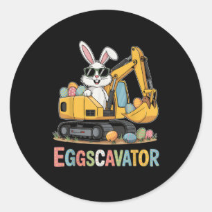 Eggs-cavator Easter Bunny Excavator Toddler Boys E Classic Round Sticker