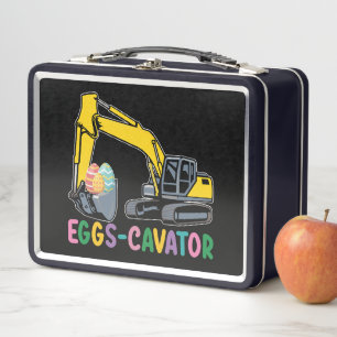 Eggs Cavator Easter Egg Hunt Excavator Metal Lunch Box