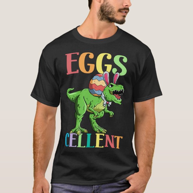 Eggs Cellent Easter Rex Dinosaur Bunny Kids Dino B T-Shirt (Front)
