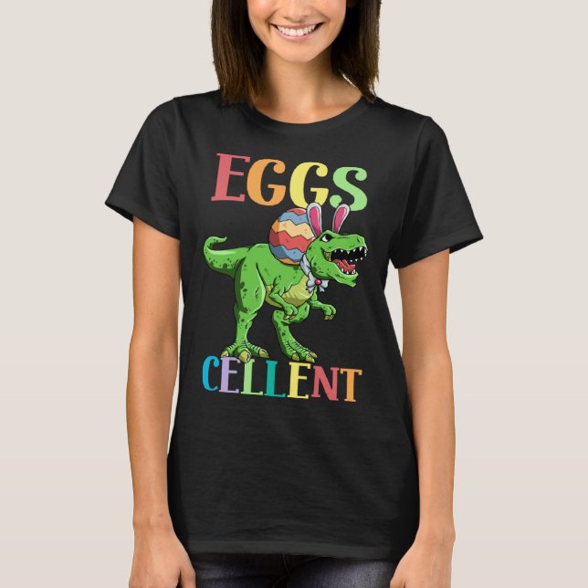 Eggs Cellent Easter Rex Dinosaur Bunny Kids Dino B T-Shirt (Front)