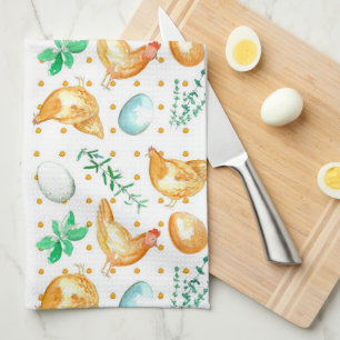 Eggs Chickens Hens Herbs Tea Towel