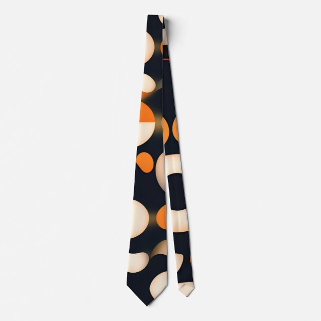 Eggs Circles Orange Abstract Pattern Tie (Front)