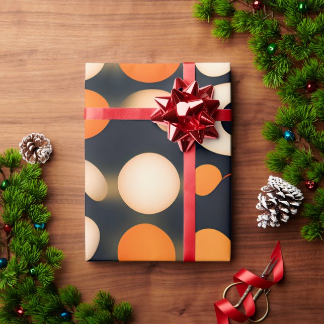 Eggs Circles Orange Abstract Pattern Wrapping Paper (Holiday Gift)