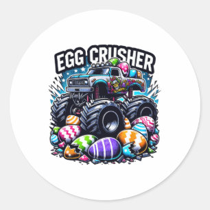 Eggs Crusher Easter Day Monster Truck Kids Toddler Classic Round Sticker