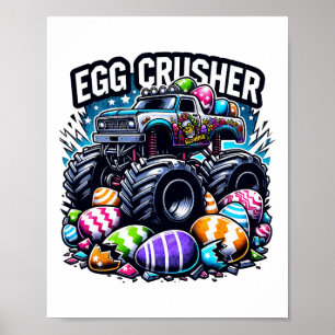 Eggs Crusher Easter Day Monster Truck Kids Toddler Poster