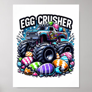 Eggs Crusher Easter Day Monster Truck Kids Toddler Poster