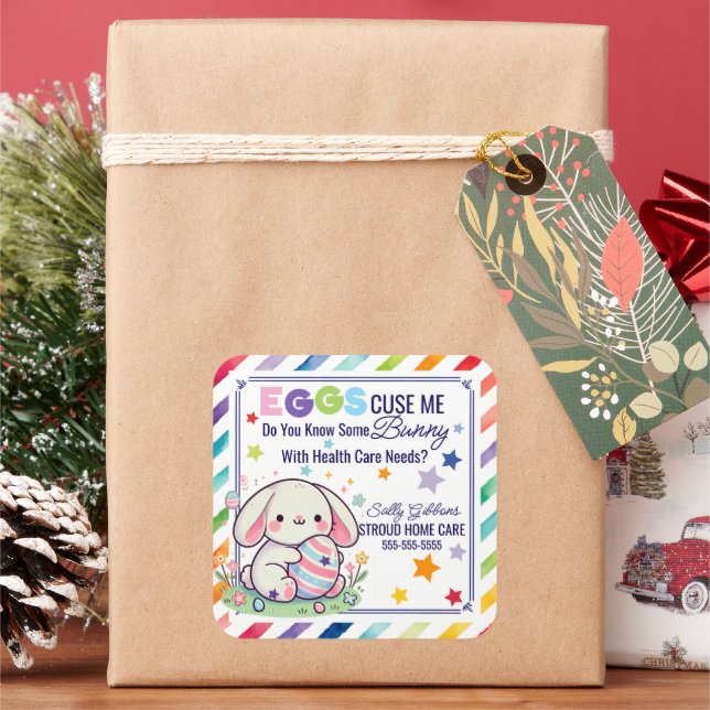 Eggs-cuse Me - Easter health care referrals  Square Sticker (Holiday)