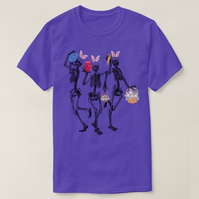 Eggs Easter Day Skeletons Dancing Bunny Ear 2002 T-Shirt (Design Front)