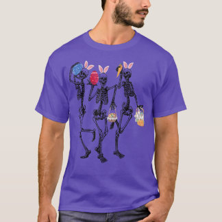 Eggs Easter Day Skeletons Dancing Bunny Ear  T-Shirt
