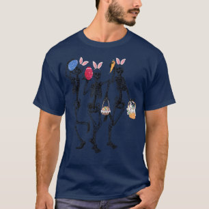 Eggs Easter Day Skeletons Dancing Bunny Ear T-Shirt