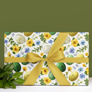 Eggs & Flowers Pattern Easter Wrapping Paper