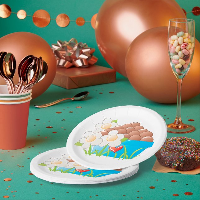 Eggs in Blue Bowl with Flowers and Heart Paper Plate (Creator Uploaded)