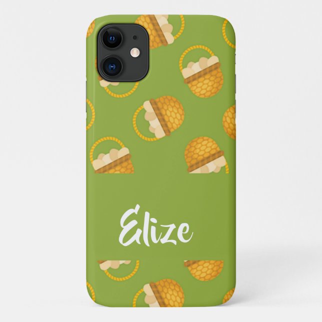 Eggs in brown basket on green Case-Mate iPhone case (Back)