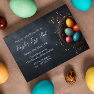 Eggs In The Nest Blue Easter egg Hunt  Invitation