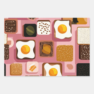 Eggs on Toast Pattern – Fun Breakfast Food Ill Wrapping Paper Sheet