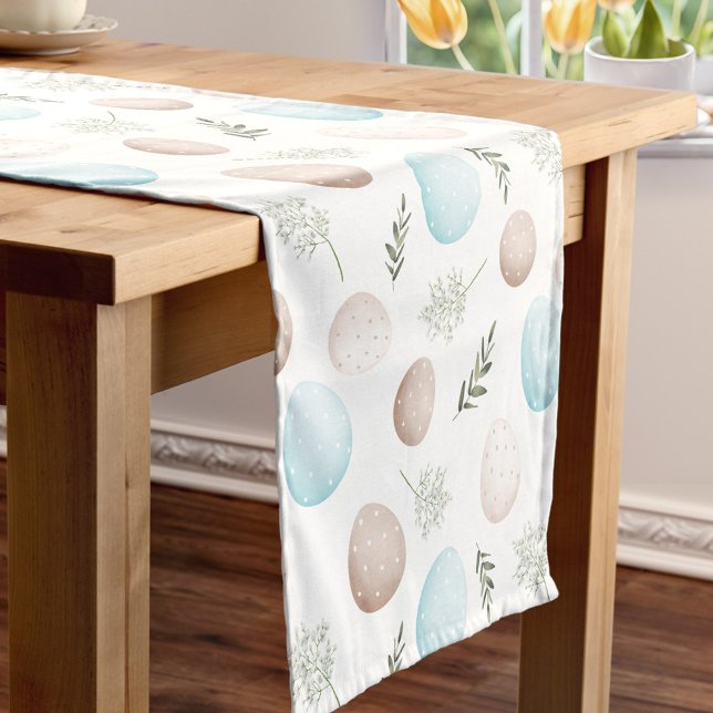 Eggs Spring Blue Beige Easter Linen Table Runner (Eggs Spring Blue Beige Easter Linen Table Runner)