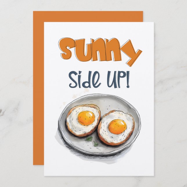 Eggs Sunny Side Up فطور صحي بيض عيون Invitation (Front/Back)