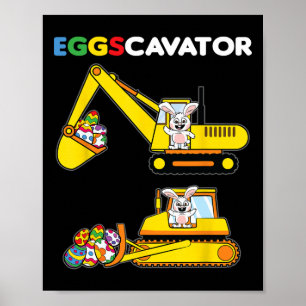 Eggscavator Easter Bunny Rabbit Egg Hunting Heavy Poster