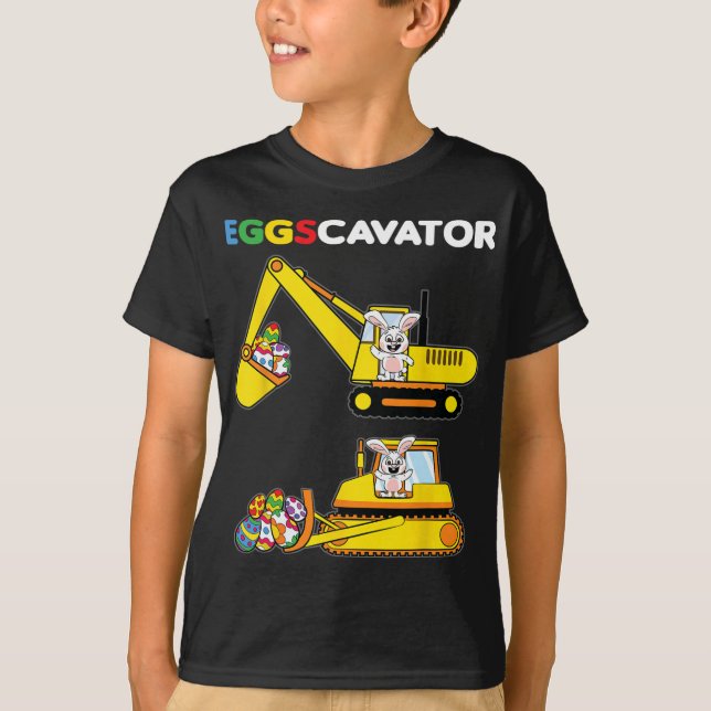 Eggscavator Easter Bunny Rabbit Egg Hunting Heavy  T-Shirt (Front)