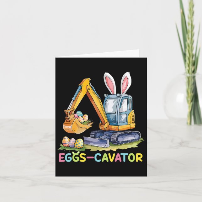 Eggscavator Easter Egg Hunt Construction Trucks Bo Card (Front)