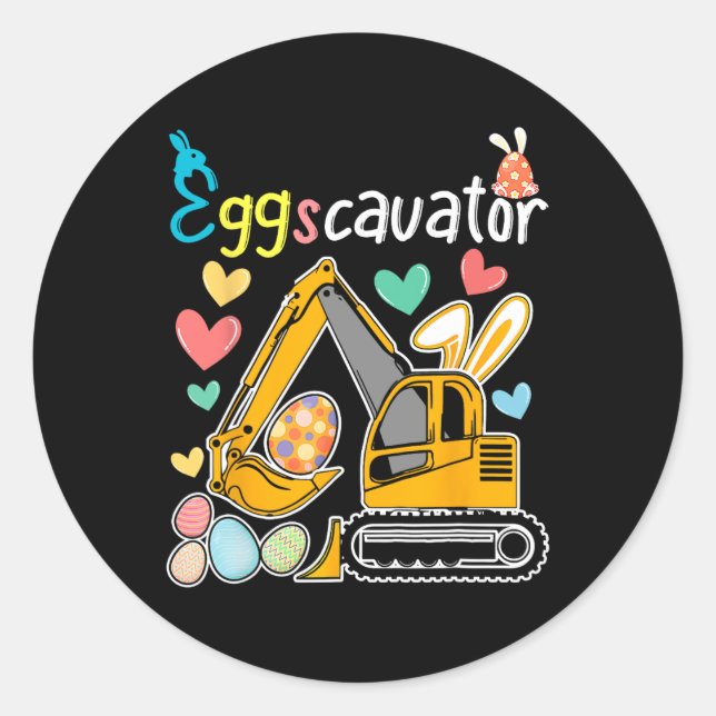 Eggscavator Easter Egg Hunt Construction Trucks Gi Classic Round Sticker (Front)
