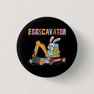 Eggscavator Easter Egg Hunt Construction Trucks To 3 Cm Round Badge