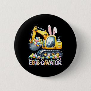 Eggscavator Easter Egg Hunt Construction Trucks To 6 Cm Round Badge