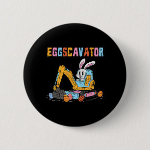 Eggscavator Easter Egg Hunt Construction Trucks To 6 Cm Round Badge