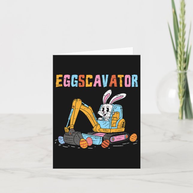Eggscavator Easter Egg Hunt Construction Trucks To Card (Front)