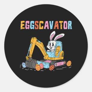 Eggscavator Easter Egg Hunt Construction Trucks To Classic Round Sticker
