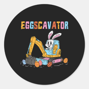 Eggscavator Easter Egg Hunt Construction Trucks To Classic Round Sticker