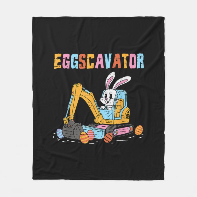 Eggscavator Easter Egg Hunt Construction Trucks To Fleece Blanket (Front)