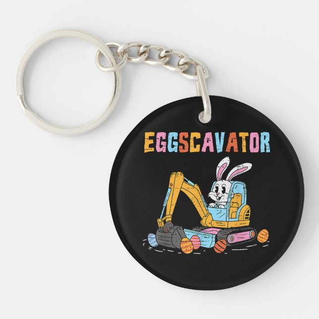 Eggscavator Easter Egg Hunt Construction Trucks To Key Ring (Front)