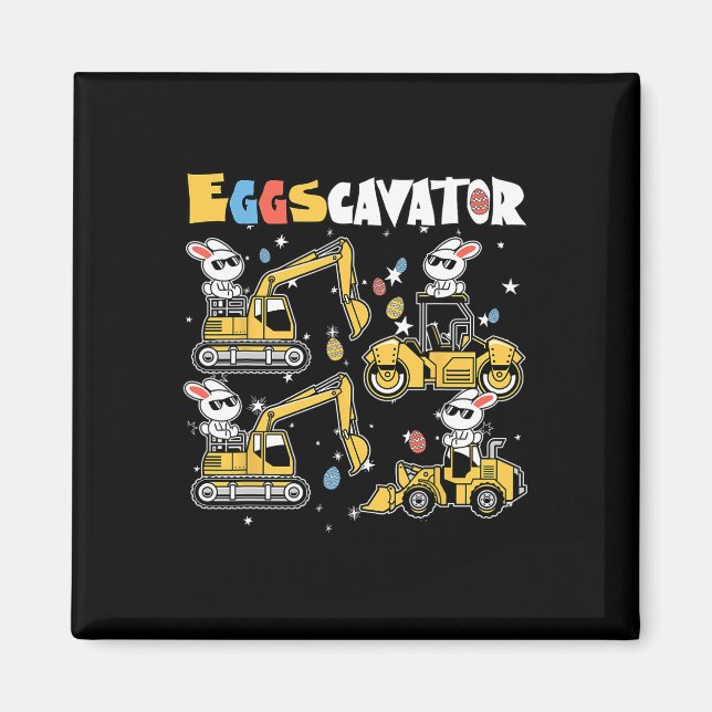 Eggscavator Easter Egg Hunt Construction Trucks To Magnet (Front)