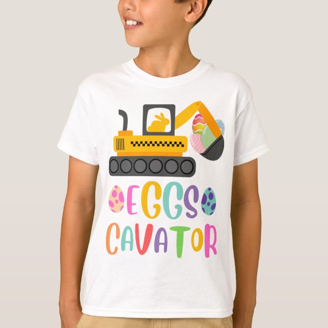 EggsCavator Excavator Easter Egg Hunt T-Shirt (Front)