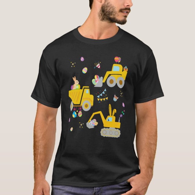 EggsCavator Excavator Hunting Egg Easter Construct T-Shirt (Front)