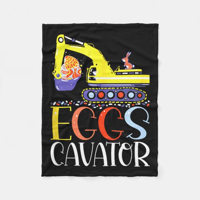 Eggscavator Happy Easter Funny Excavator Hunting E Fleece Blanket (Front)