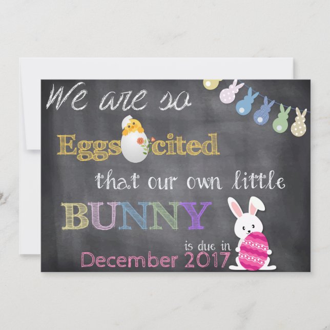 Eggscited Easter Pregnancy Reveal Announcement (Front)