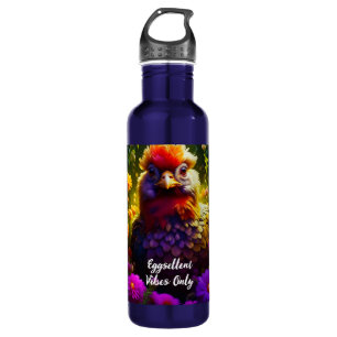 Eggsellent Vibes Only Colourful Chicken Art 710 Ml Water Bottle