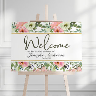 Eggshell and Blush Floral Bridal Shower Poster