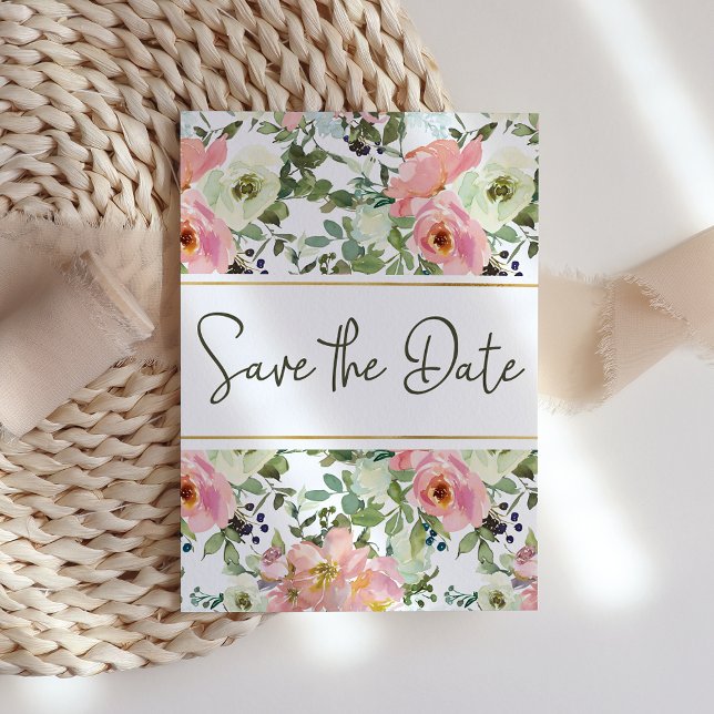 Eggshell and Blush Floral Save The Date (Creator Uploaded)