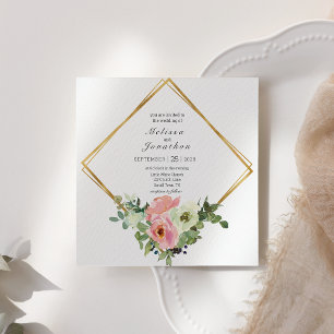 Eggshell and Blush Floral Wedding Invitation