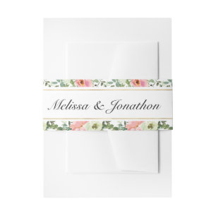 Eggshell and Blush Floral Wedding Invitation Invi Invitation Belly Band