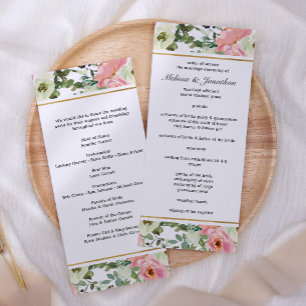 Eggshell and Blush Floral Wedding Program Programme