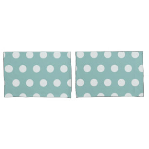 Eggshell Blue Geometric White Polka Dots Pillowcase